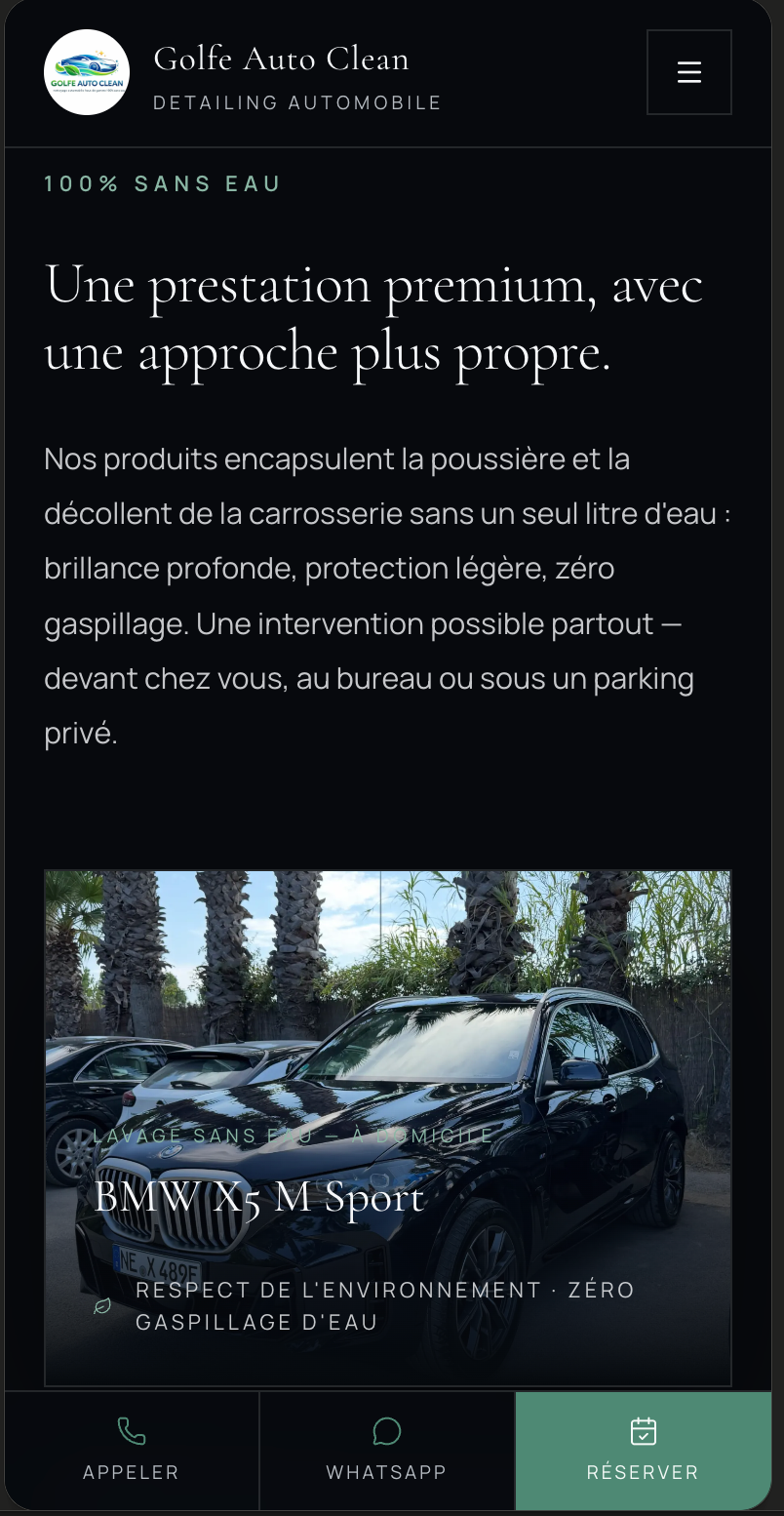 Site mobile premium de Golfe Auto Clean